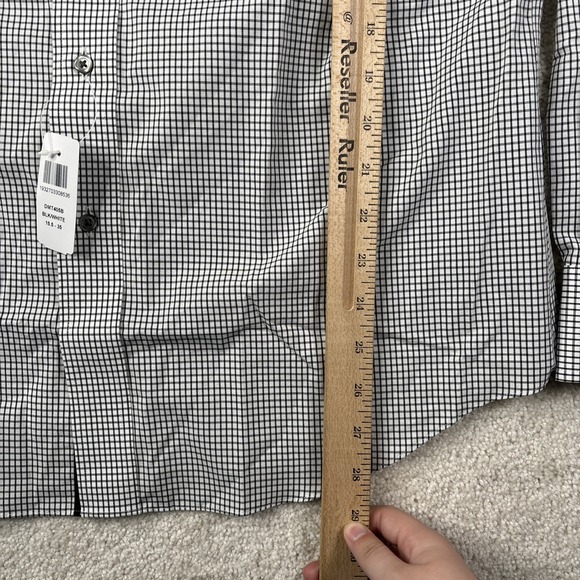 Paul Fredrick Tailored Fit Button Down Shirt Mens 15.5x35 Non Iron Gingham Black - Picture 4 of 8